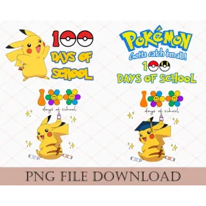 Pokemon 100 days of school png, Back to School, 100th Day of School Png, 100 Days Png, Teacher Png, School Png, Sublimation design, Digital Download