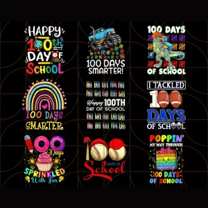 100 Days of School PNG Bundle, Happy 100 Days Png, Back to school Png, 100 Days Brighter Png, Teacher School Png Sublimation Design