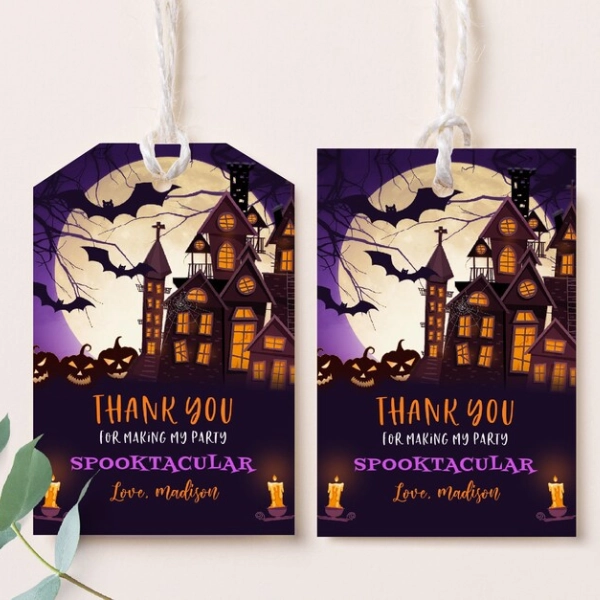 Halloween Gift Tags Halloween Favor Tags Birthday Party Thank You Label Trick or Treat Tags Haunted Spooktacular Printable Template