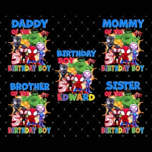 Custom Spidey and His Amazing Friends Birthday PNG Bundles, Spidey Birthday Design, Custom Kids Tshirts, Spidey Png, Custom Birthday Boy Png