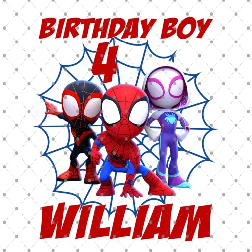 Marvelous Spidey and Friends Birthday PNG Pack - Boy's Spidey Birthday Shirt PNG, Personalized Birthday Gift PNG, Sublimation Design