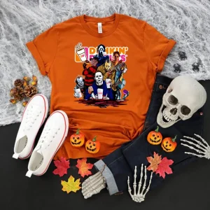 Horror Characters Dunkin' Donuts Halloween T-Shirt-2