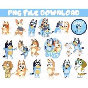 Blue Dog Family Png, Family Blue Dog png, Blue Dog Character, Blue Dog Cute png, Bluey Svg, Bluey Birthday png