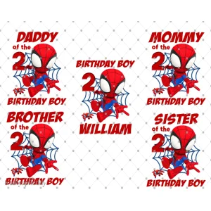 Thrilling Spidey's Amazing Friends Birthday Kit - Boy's Spidey Birthday Shirt PNG, Custom Birthday Gift PNG, Sublimation Design