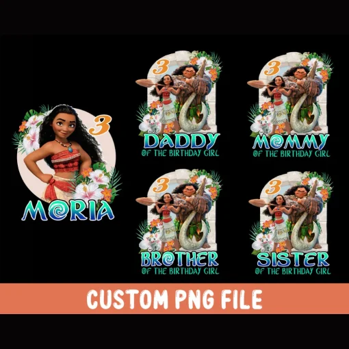 Moana Birthday Girl Png, Baby Moana Birthday Family Png, Baby Moana Birthday Party Family Png, Disney Birthday Png