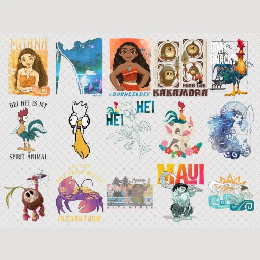 Moana PNG Bundle, Moana Gift, Moana Lover, Moana Birthday, Sublimation Design Download