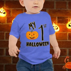 Baby Jersey Short Sleeve 1st Halloween Tee, Cute Halloween Decorated Baby Tee, Fun Halloween Baby Tee 3