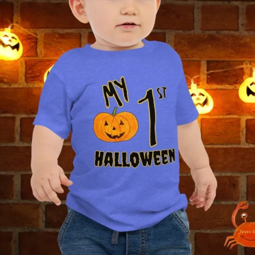 Baby Jersey Short Sleeve 1st Halloween Tee, Cute Halloween Decorated Baby Tee, Fun Halloween Baby Tee 3