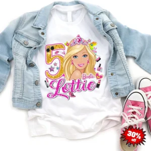 Barbie Birthday Girl Shirt Custom Age and Name 4