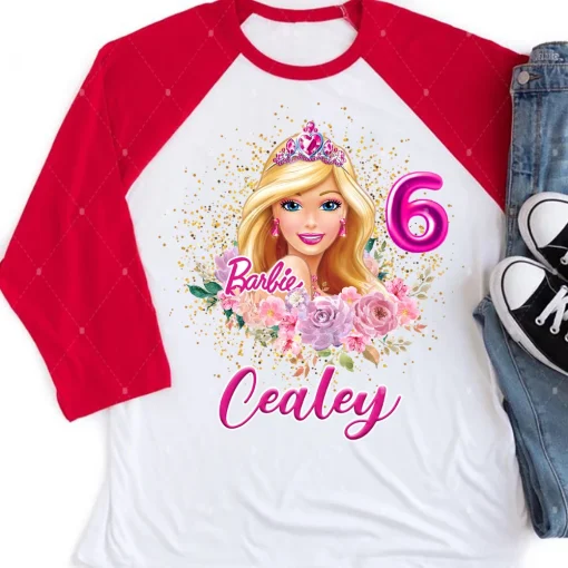 Barbie Doll Family Matching Birthday 34 Sleeve Raglan