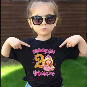 Birthday Girl Barbie Shirt with Princess Doll Print