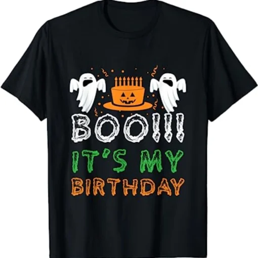 Boo Its My Birthday Pumpkin and Ghost Halloween Birthday Tee