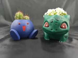 Bulbasaur and Oddish Planter Flower Pot Hand Painted For Pokemon Fan