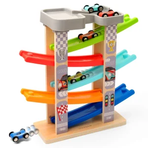 Coogam Wooden Race Track Car Ramp Toy