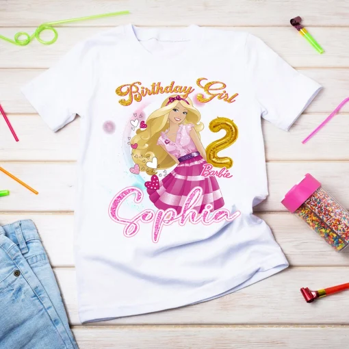 Custom Barbie Doll Family Matching Birthday Shirt