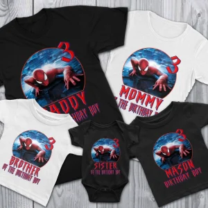 Custom Matching Family Spiderman Birthday Shirt