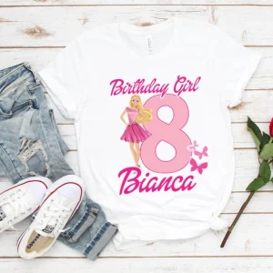 Customized Barbie Doll Birthday Shirt with Name and Age 2
