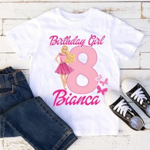 Customized Barbie Doll Birthday Shirt with Name and Age 3