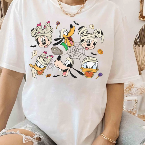 Cute Disney Mickey Mouse and Friends Custom Halloween Mummy Shirt, Mickey's Not So Scary Party Tee, Disneyland Family Vacation Holiday Gift