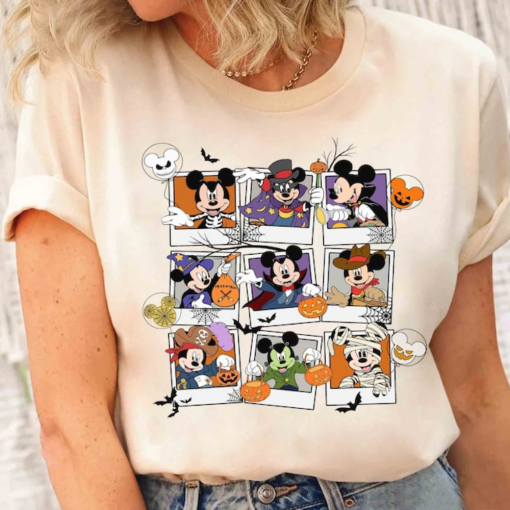 Cute Mickey Mouse Costume Mummy Skeleton Halloween Photos Shirt, Mickey's Not So Scary Party Tee, Disneyland Family Vacation Holiday Gift2