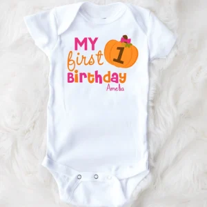 First Birthday Shirt Pumpkin , Personalized First Birthday Shirt Pumpkin , Pumpkin Birthday Shirt Baby Girl