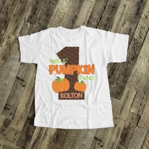 First birthday shirt fall halloween thanksgiving lil' pumpkin kids 1st birthday personalized t-shirt