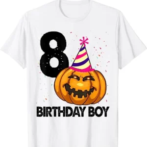 Halloween Shirts Kids Funny Pumpkin 8 Birthday Boy Gift Shirt 2