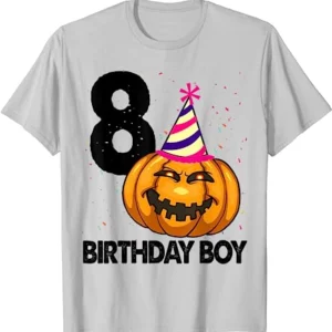 Halloween Shirts Kids Funny Pumpkin 8 Birthday Boy Gift Shirt