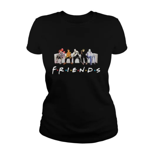 Halloween horror characters sitting on sofa friends shirt 2