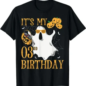 Happy Halloween It's My 3rd Birthday Funny 3 Year Old Kids T-Shirt