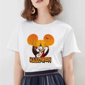 Kaus Oblong Berdandan Setan Daisy Putih Wanita Seri Halloween Penjualan Laris Kaus Oblong Wanita Kasual Mode Lengan Pendek Trendi
