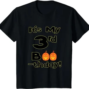 Kids 3 Year Old Halloween Birthday Shirt - Pumpkin Boo B-Day Gift Shirt