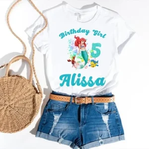 Little Ariel Mermaid 5th Birthday Shirt