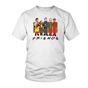 Mens Womens Horror Characters FRIENDS Halloween Tee Shirt