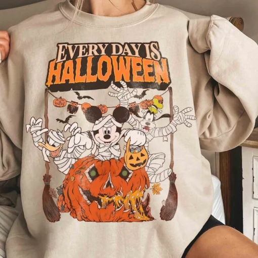 Mickey Mouse And Friends Every Day Is Halloween Custom Shirt, Disney Parks Halfway To Halloween Tee s3