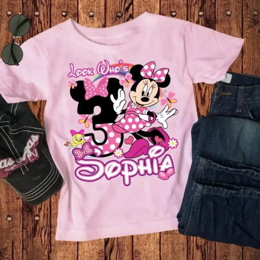 Minnie Mouse Personalized 3rd Birthday T-Shirt For Girls