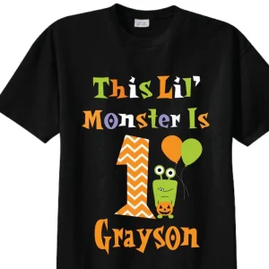 Monster 1st Halloween Birthday Shirts, This Little Monster is 1 Shirts and Tshirts Tees
