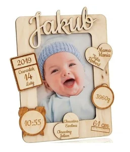 New Born Baby Gift - Personalized Wooden Photo