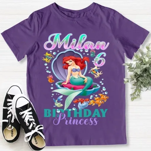 Personalized A Little Mermaid 6th Birthday Shirt Family Edition