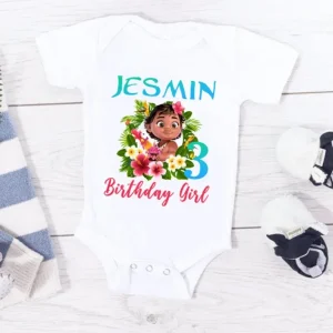 Personalized Baby Moana Birthday Girl Shirt Flower Matching