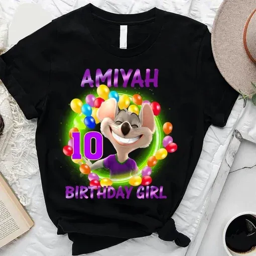 Personalized Chuck E Cheese 10th Birthday Girl Shirt