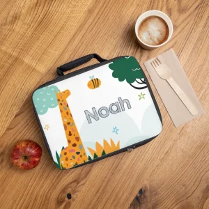 Personalized Lunch Box for Kids, Animal Adventure, Printed with Name, Back to School Gift, Bento Box with Band and Utensils, Eco Friendly