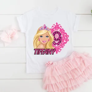 Princess Barbie Doll Birthday Shirt with Custom Name and Age