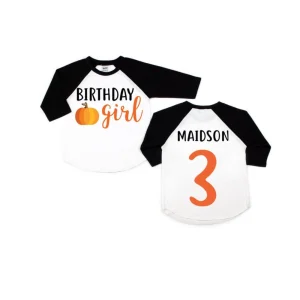 Pumpkin halloween girl birthday shirt , halloween shirt, kids halloween shirt , birthday party, fall theme party, halloween birthday party