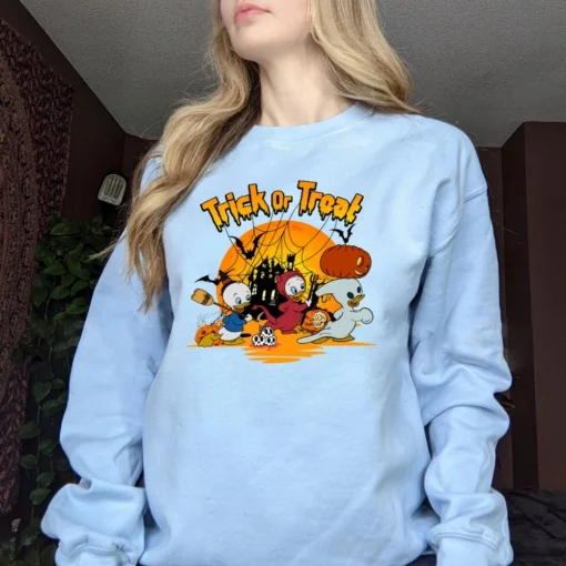 Retro Dewey Trick Or Treat Shirt Donald Duck Pumpkin Halloween Party T-shirt Disney Mickey's Not So Scary Disneyland Trip s2