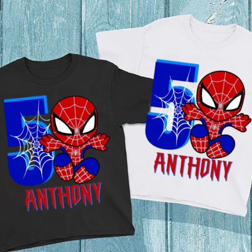 Spider Birthday Party Shirt for Kids and Adults 3