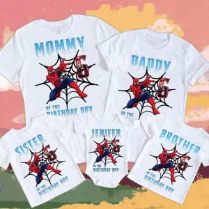 Spider-Man Family Birthday Shirts - Customize with Names and Ages