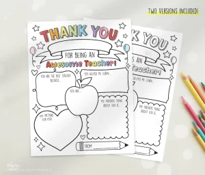 Teacher Appreciation Week Printable Teacher Appreciation Gift Thank You Coloring Pages School Kids Teacher Gifts Instant Digital Download