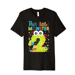 This Little Monster Is 2 Year Old Birthday & Halloween Shirt