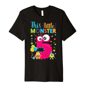 This Little Monster Is 5 Year Old Birthday & Halloween Shirt